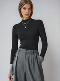 Catherine - Contrast Cuff Mock Neck Jumper