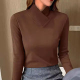 Helena - Draped High Neck Long Sleeve Top