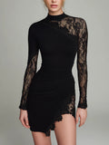 Felicity - Polo Neck Lace Mini Dress