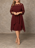 Victoria - Elegant Burgundy Overlay Dress