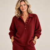 Harriet - Relaxed Collared Button Knit Jumper