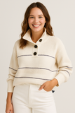 Josephine - Striped Button-Neck Knit Jumper