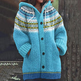 Carys - Hooded Fair Isle Knit Cardigan