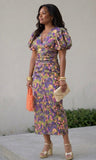 Georgia - Printed Puff Sleeve Midi Dress