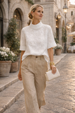 Genevieve - Floral Embroidered High Neck Blouse