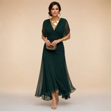 Imogen - Draped V-Neck Evening Maxi Dress