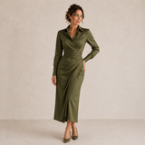 Carys - Ruched Collared Maxi Dress