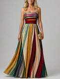 Olympia - Strapless Striped Maxi Dress