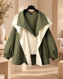 Maeve - Olive Contrast Collar Zip Jacket
