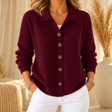 Harriet - Collared Button-Front Knit Cardigan