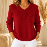 Margot - Fold-Over Collar Knitted Jumper