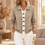 Ottilie - Striped Collared Button-Through Cardigan
