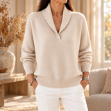 Helena - Relaxed Shawl Collar Knitted Jumper