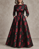 Ruby - Rose Print A-Line Dress
