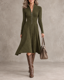 Ottilie - Ribbed Zip-Front Midi Dress