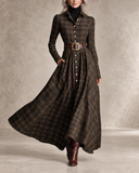 Edith - Checked Belted Maxi Shirt Dress