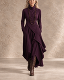 Genevieve - Draped Roll Neck Maxi Dress