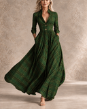 Saskia - Checked Button-Front Maxi Dress