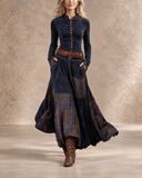 Winifred - Faux Suede Button-Front Maxi Dress