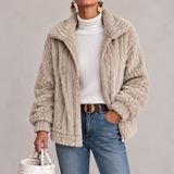 Hazel - Textured Fleece Zip-Up Jacket