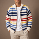 Jordan - Striped Zip-Through Knitted Cardigan