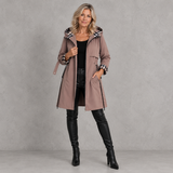 Mabel - Sophisticated Hooded Waterproof Jacket with Check Trim
