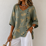 Felicity - Floral Embroidered Button Detail Blouse