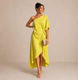Willow - Draped One-Shoulder Midi Dress