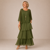 Harriet - Tiered Cape Overlay Maxi Dress
