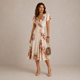 Arabella - Floral Print Ruched Midi Dress