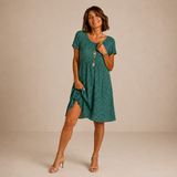 Maisie - Green Spotted Short Sleeve Dress