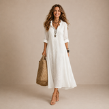 Freya - Embroidered Ruffle Neck Dress