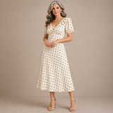 Rosie - Polka Dot Ruffle Midi Dress