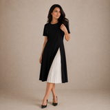Philippa - Pleated Panel Midi Dress