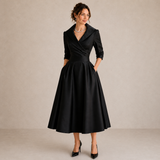 Evelyn - Shawl Collar Midi Dress