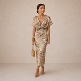 Imogen - Printed Twist Front Midi Dress