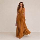 Tallulah - Halter Neck Pleated Maxi Dress