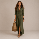 Thea - Relaxed Collared Maxi Shirt Dress