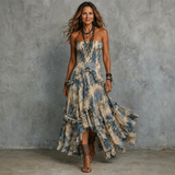 Bryony - Strapless Floral Ruffle Maxi Dress