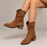 Darcie - Slouch Faux Suede Western Boots