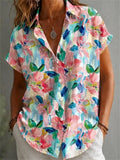 Amber - Painterly Floral Short Sleeve Shirt