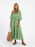 Daphne - Patterned Tiered Midi Dress