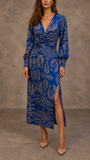 Serena - Printed Twist-Front Midi Dress