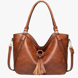 Beatrice - Tasselled Faux Leather Shoulder Tote Bag