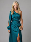 Octavia - One-Shoulder Satin-Effect Maxi Dress