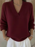 Emilia - Relaxed V-Neck Knitted Jumper