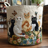 Winifred - Quilted Garden Cats Laundry Basket
