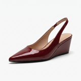 Hattie - Elegant Pointed-Toe Slingback Wedge Heels