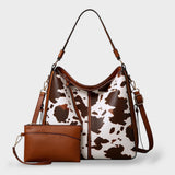 Saskia - Cow Print Shoulder Bag Set