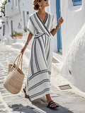 Ottilie - Striped Wrap-Front Maxi Dress